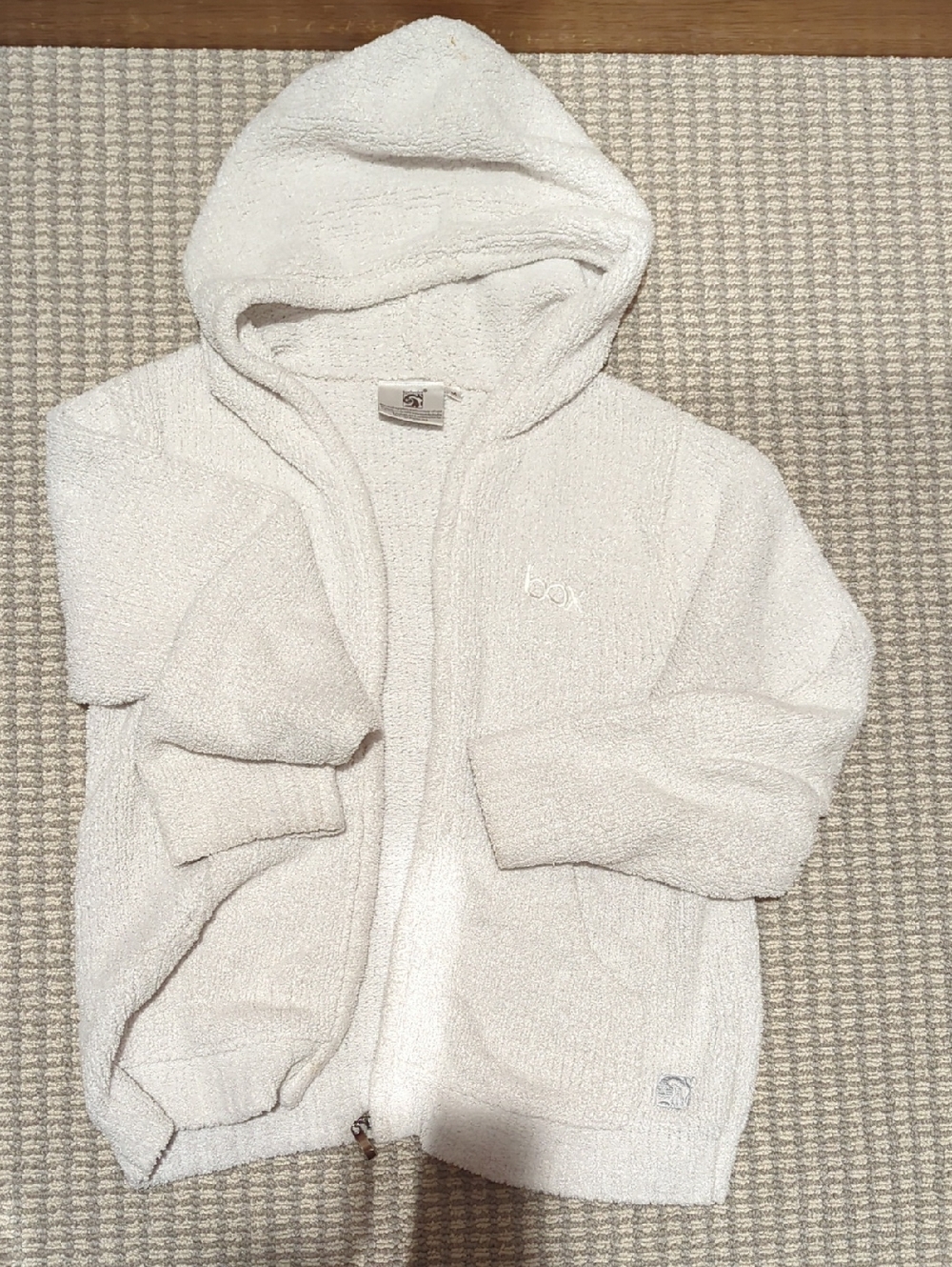 Women Cozy Hooded Teddy Jacket in Off-White,Size M